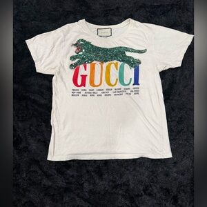 Gucci women cream Rainbow Graphic Tee